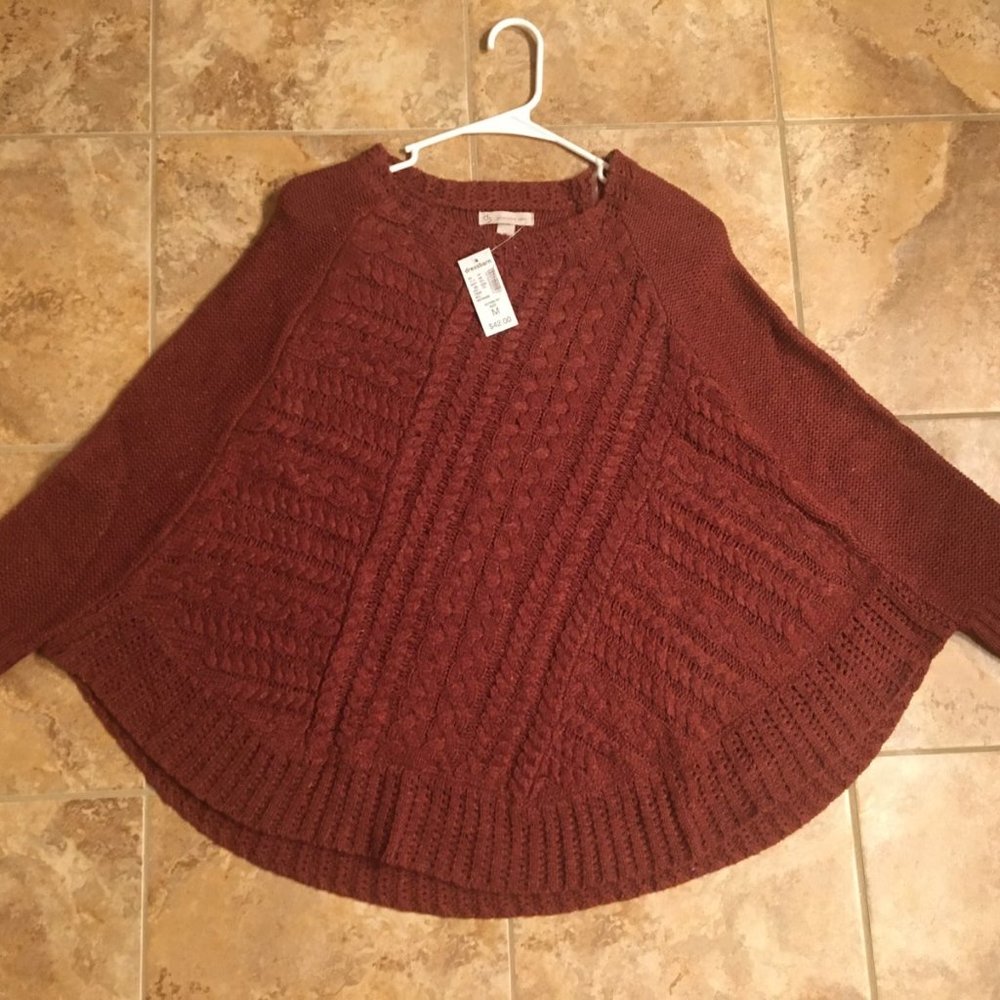 NWT Rust-Colored Poncho Sweater Ladies Med